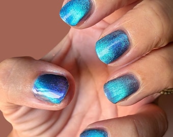 Rain Spell | Teal to Midnight Blue magnetic nail polish | Wildland Firefighter Fund