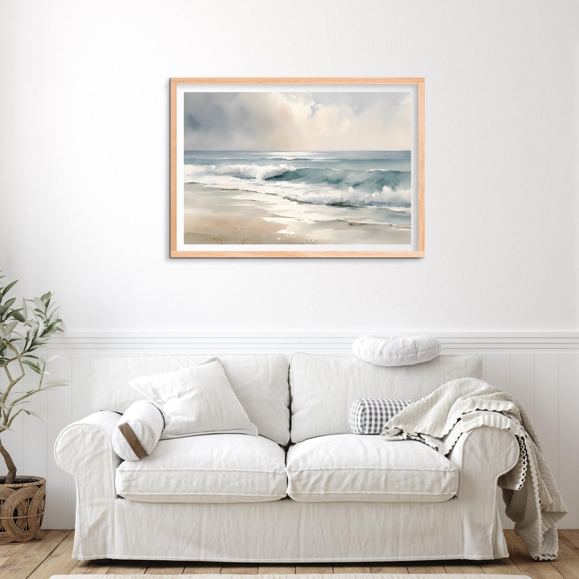Coastal Ocean Wave Watercolor Print, Abstract Sea Wall Art, Turquoise ...