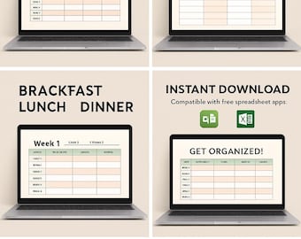 Monthly Meal Planner | Weekly Meal Plan Spreadsheet | Grocery List & Pantry Tracker | Excel + Google Sheets