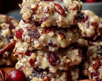 No-Bake Cranberry Pecan Praline Cookies Recipe | Easy Holiday Dessert | Download.