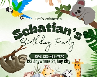 Custom Jungle Birthday Digital Invitation
