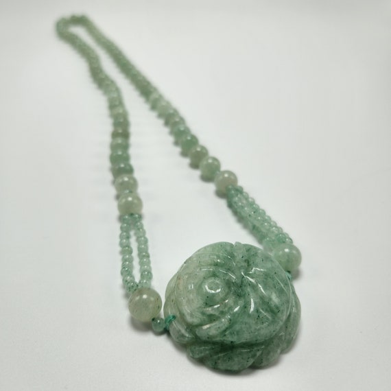 Jade Necklace / Jadeite / 15" Long / Round Beads … - image 3