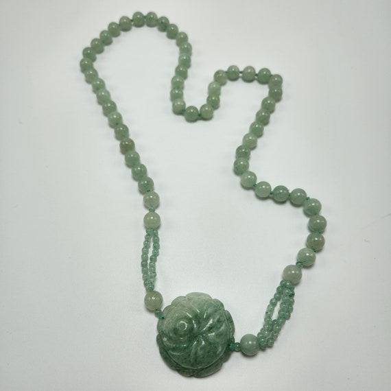 Jade Necklace / Jadeite / 15" Long / Round Beads … - image 4