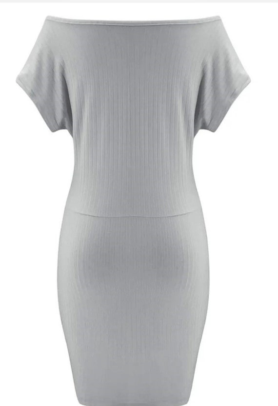 Mini Gray Cable knit Mini Bodycon Dress V Front M… - image 4