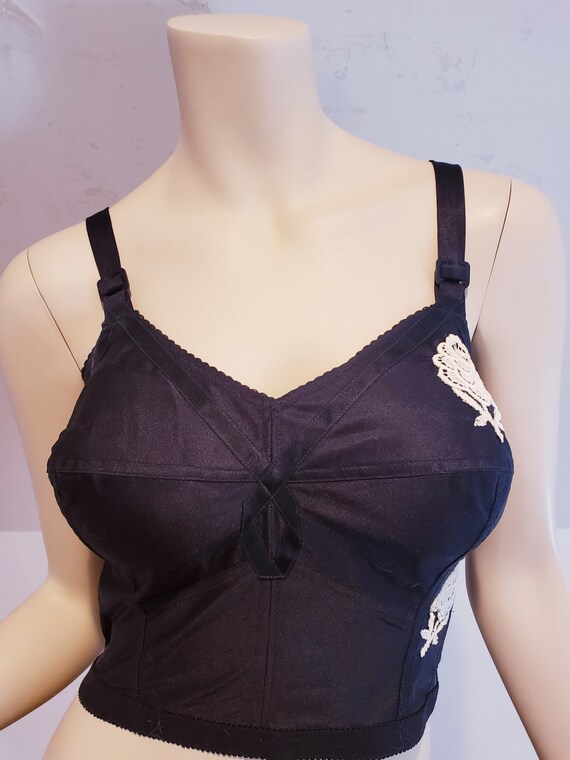 Vtg 1950 Bullet Bra Longline with Guipure applique