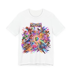 Smash Bros-personagecollage-T-shirt | Crossover-T-shirt voor videogames