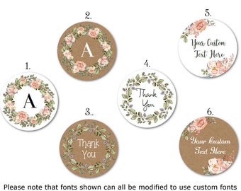 Personalized Stickers - Custom Floral Stickers - Custom Labels - Custom Favor Stickers
