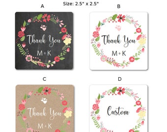 Thank You Stickers - Thank You Labels - Custom Stickers - Chalk Board Thank You - Personalized Stickers - Favor Stickers,  Set of 24