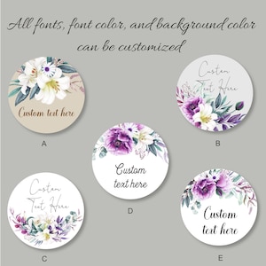 Pegatinas de amapolas moradas y lirios cremosos: pegatinas personalizadas, pegatinas florales moradas, 1,5", 2", 2,5" y 3"