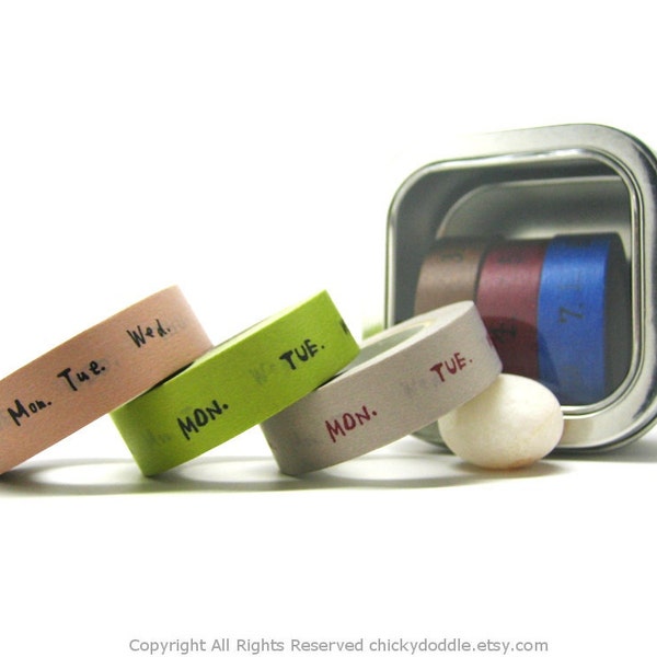 SALE Days of the Week Japanese Washi Tapes Set (15mm)