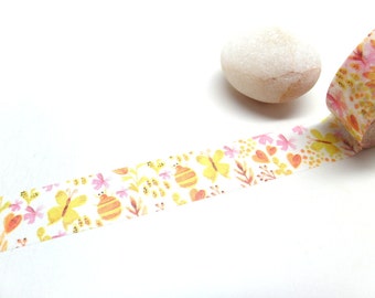 Insect Washi Tape - Spring Washi Tape - Butterfly Washi Tape - Floral Washi Tape,  15mm x 10m