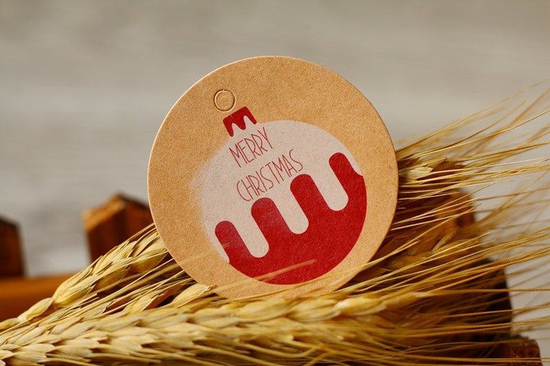 Christmas Gift Tags, Christmas Tags, Kraft Tags, Red and White Twine Included, Set of 20 image 3