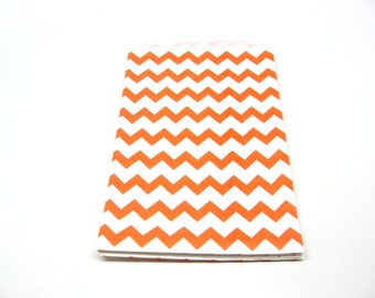 Orange Chevron Medium Paper Gift Bags, 5" x 7.5", Set of 10