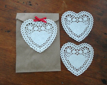 Heart Doilies, Paper Heart Doilies, Mini Paper Doilies, 4" Set of 25