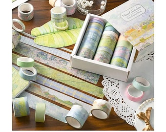 Lot de 20 adhésifs adhésifs pour jardin Monet - Washi Tapes pastel - Peintures rétro adhésives - Cadeau de moins de 20 ans