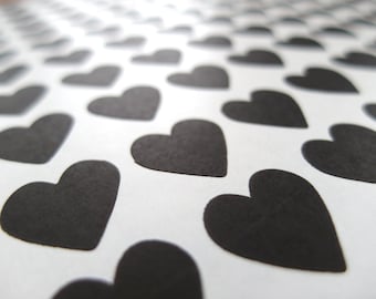 Black Heart Sticker, Mini Heart Stickers - Made to Order