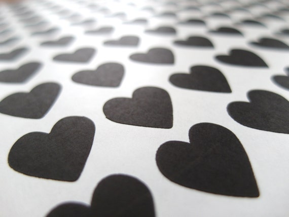 Black Heart Sticker, Mini Heart Stickers - Made to Order