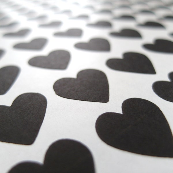 Black Heart Sticker, Mini Heart Stickers - Made to Order
