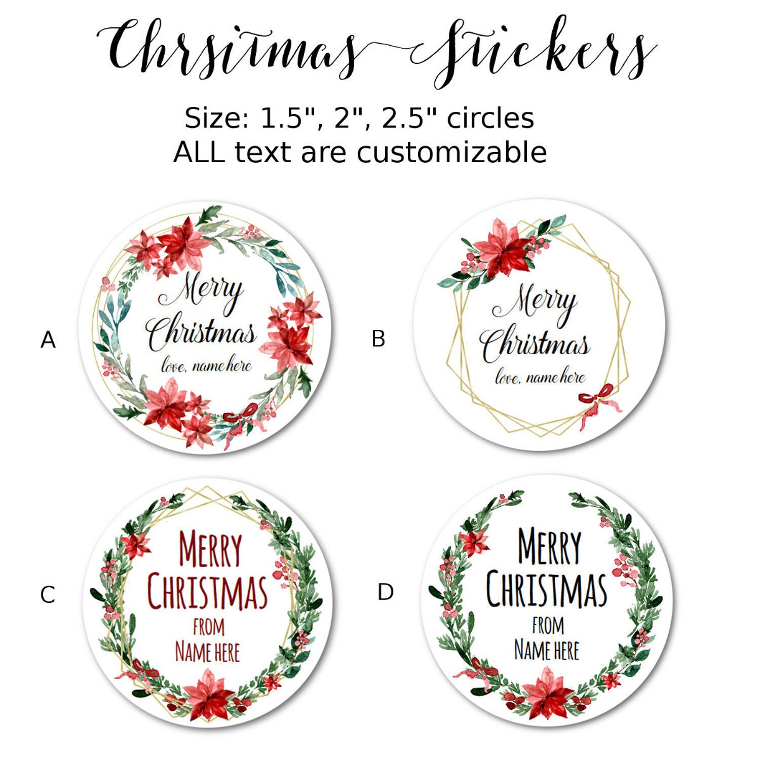 Christmas Stickers, Personalized Geometric Christmas Stickers, Christ…