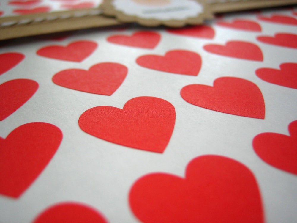 Heart Sticker - Red Heart Sticker - Mini Heart Stickers - Set of 108,…