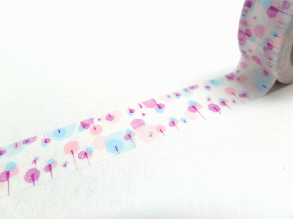 Watercolor Forest Washi Tape,  Pale Blue and Purple Washi Tape