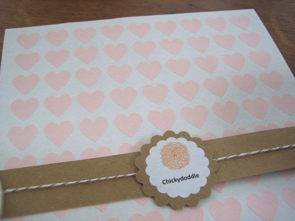 Pink Heart Stickers, Mini Heart Stickers - 3/4" x 3/4"