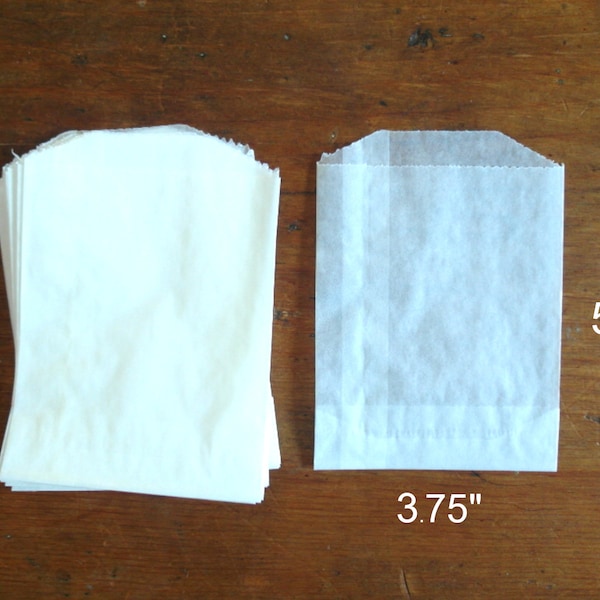 Recyclable, Compostable, Biodegradable Glassine Bags - Grease Resistant Bags - Favor Bags - Soap Bag - Food Bag, Set of 50 (3.75" x 5")