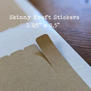 Skinny Rectangle Kraft Stickers, Printable Stickers Set of 80