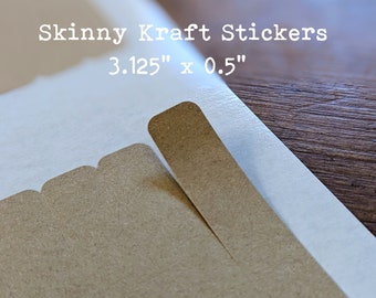 Skinny Rectangle Kraft Stickers, Printable Stickers Set of 80