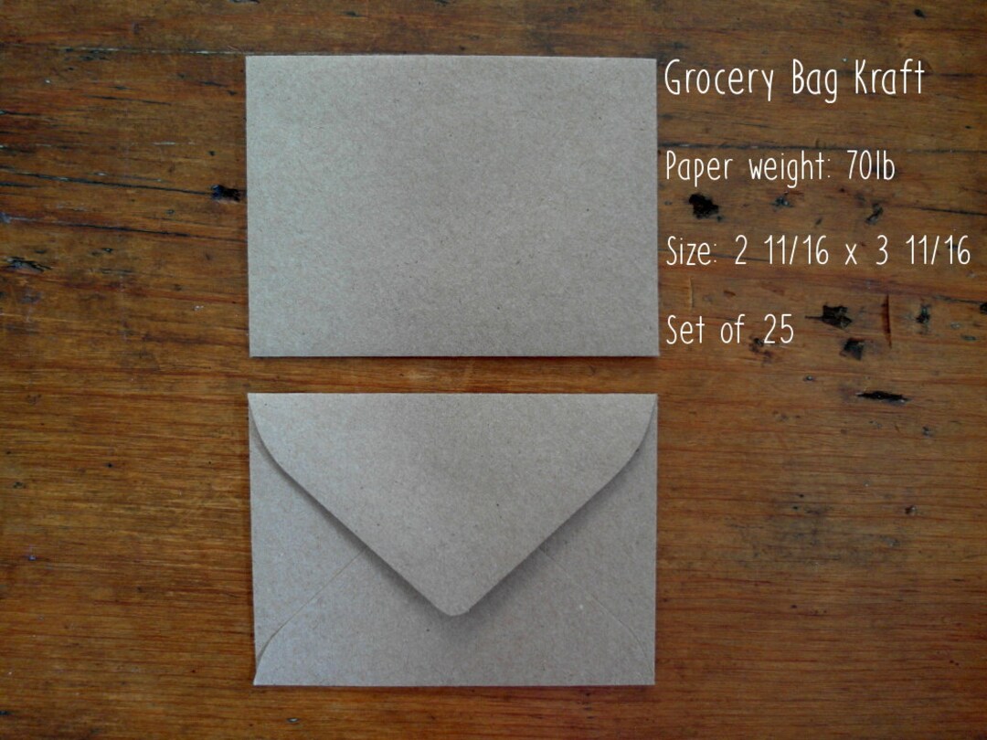 Mini Kraft Envelopes Grocery Bag Kraft Envelopes 17 Envelopes Gift Card