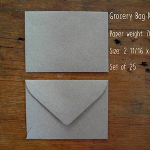 Mini Kraft Envelopes - Grocery Bag Kraft Envelopes - #17 Envelopes - Gift Card Envelopes, Set of 25