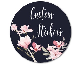 Custom Stickers - Personalized Stickers - Logo Stickers - Magnolia Flowers, 1.5" or 2"