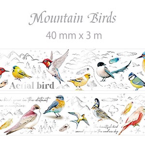 Silver Metallic Mountain Birds Washi Tape, 40 mm x 3 m image 3