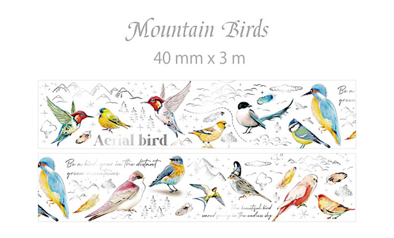 Silver Metallic Mountain Birds Washi Tape, 40 mm x 3 m image 3