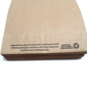 100 recycelte biologisch abbaubare kompostierbare braune Kraftbeutel Schlicht 13 x 19 cm, hergestellt in den USA Bild 2