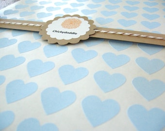 Blue Heart Stickers - Baby Blue Stickers, Set of 108, 0.75" x 0.75"