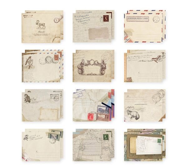 Vintage Design Mini Envelopes - Set of 12