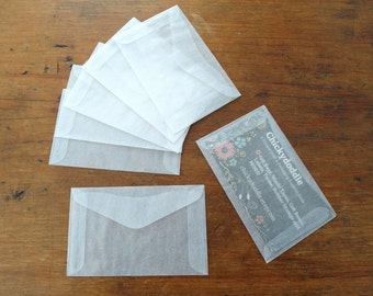 Mini Glassine Envelopes, Business Card Envelope, Gift Card Holder Set of 50 or 100 - Biodegradable, Compostable, Recyclable