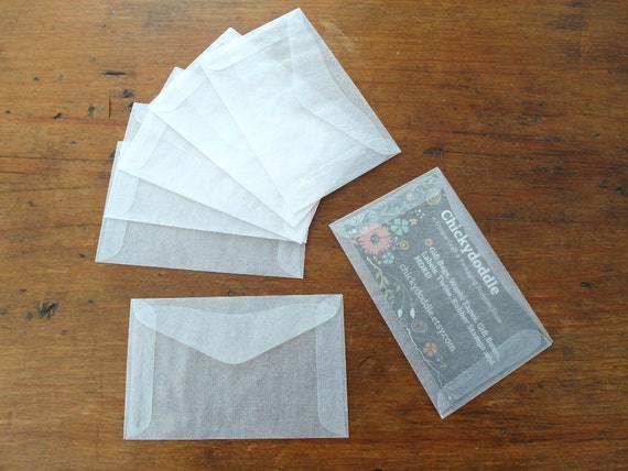Mini Glassine Envelopes, Business Card Envelope, Gift Card Holder Set of 50  or 100 - Biodegradable, Compostable, Recyclable