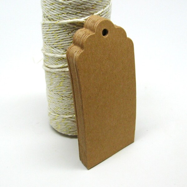 Braunes Kraftpapier-Geschenkanhänger, leere Kraft Tags mit Kraft Papier Krawatten