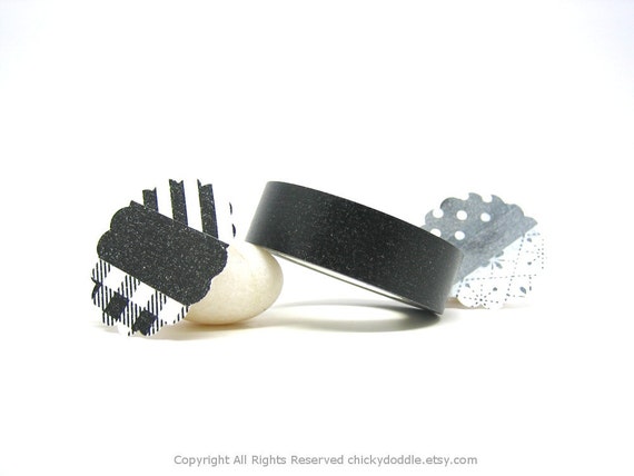 Washi Tape 8 & 15mm x 10M Solid Black