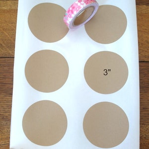 Adesivos Kraft de 3" - Etiquetas Kraft - Adesivos redondos - Etiquetas redondas - Adesivos circulares, conjunto de 12