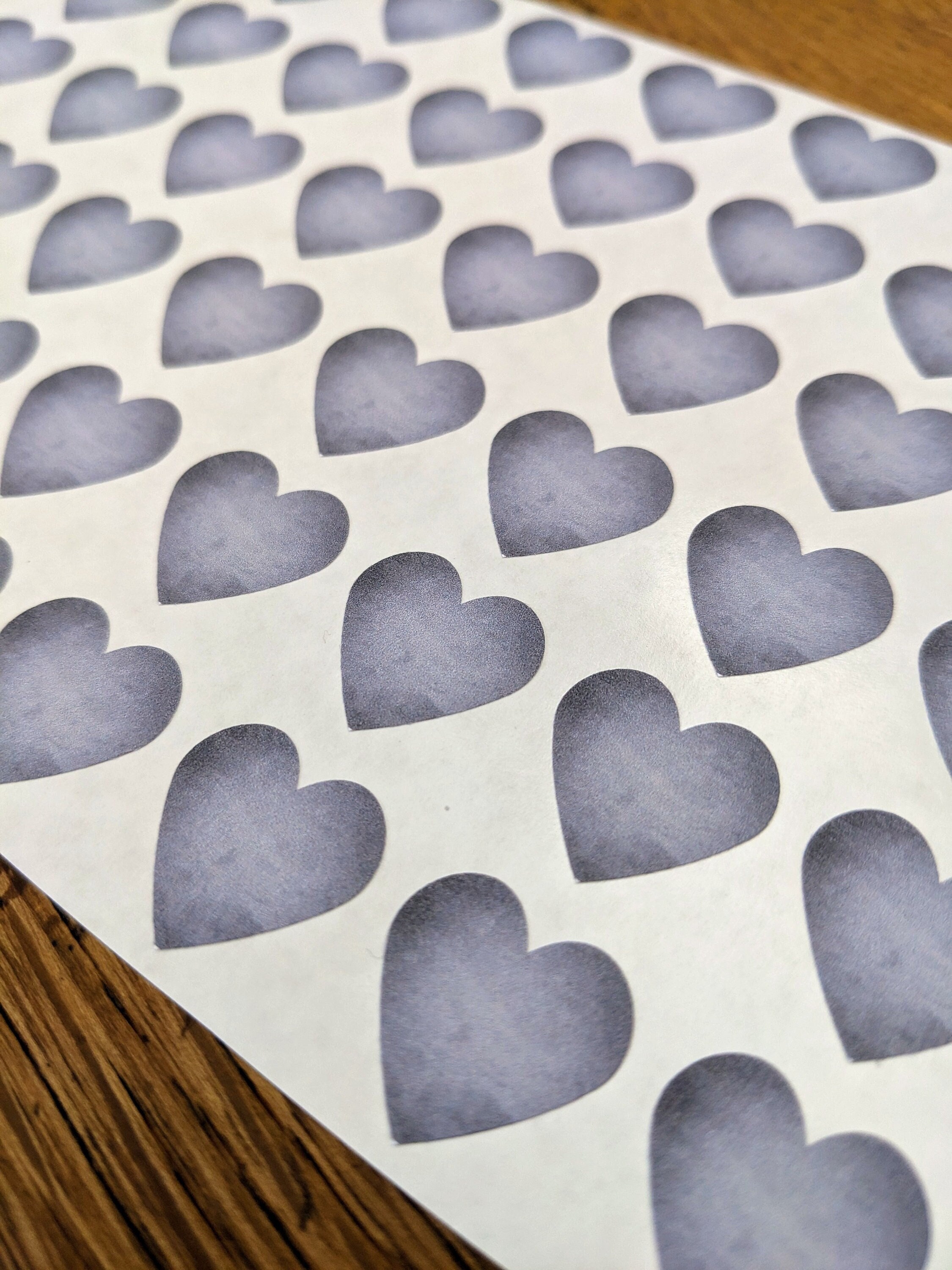 Vintage Gray Heart Sticker, Mini Heart Stickers Set of 108 -  UK