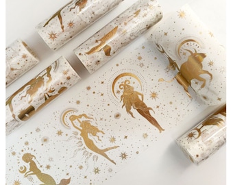 Zodiac Washi Tape in White and Gold Foil, 12 cm W x 5 m L