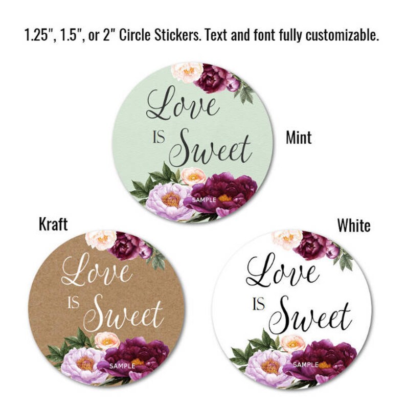 Love is SWEET stickers Wedding Favor Stickers Personalized Etsy