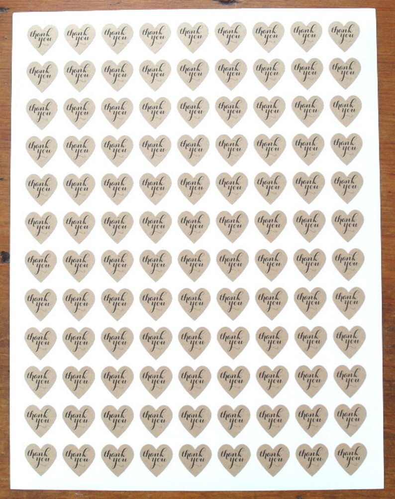 Thank You Stickers, Mini Heart Stickers, Kraft Stickers, Custom Stickers image 3