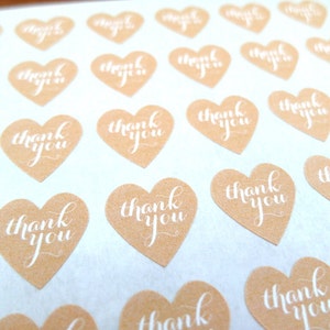 Pegatinas de agradecimiento, Mini pegatinas de corazón, pegatinas Kraft, pegatinas personalizadas