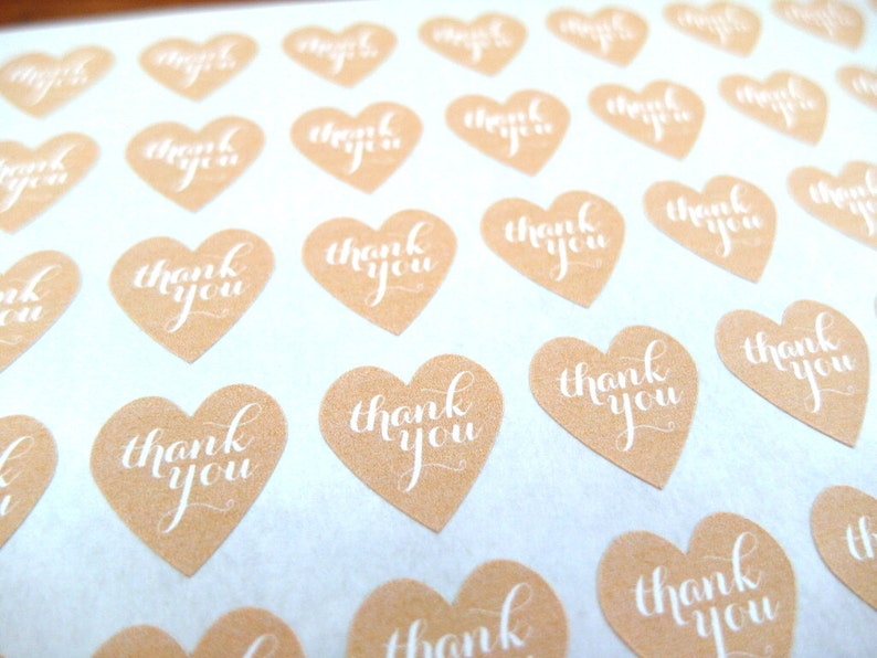 Thank You Stickers, Mini Heart Stickers, Kraft Stickers, Custom Stickers image 1