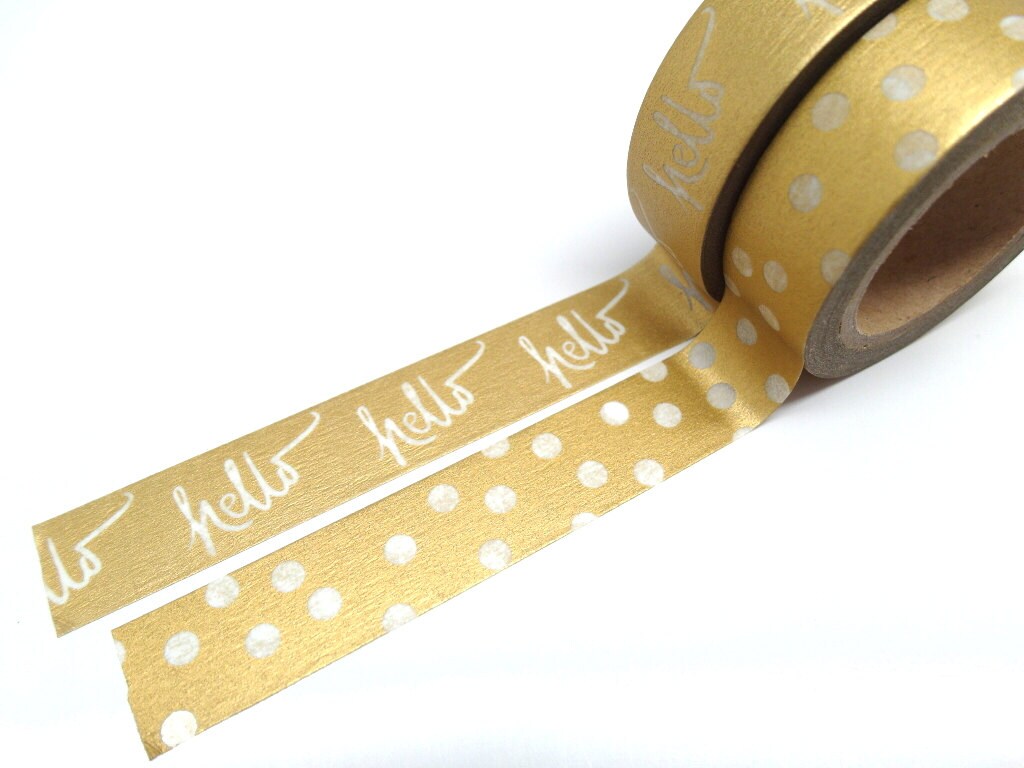 Gold Washi Tape - Gold Polka Dot Washi Tape - Hello Washi Tape - Gild…