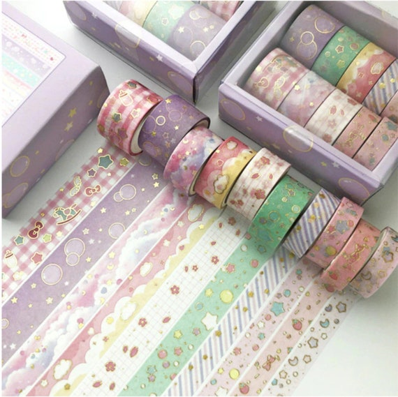 Pastel Washi Tape - Baby Gift Wrap - Pink and Gold Washi Set - Stars Washi  Tape - Gift under 20